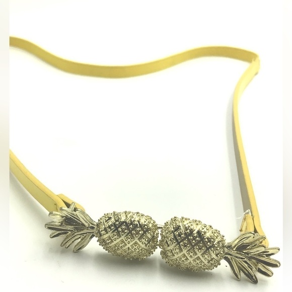 Pineapple Womens Elastic Bright Vibrant Butter Yellow Belt Hook Clasp - Picture 8 of 9